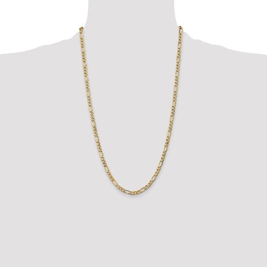 10kt Yellow Gold 5.35mm Semi-Solid Figaro Chain