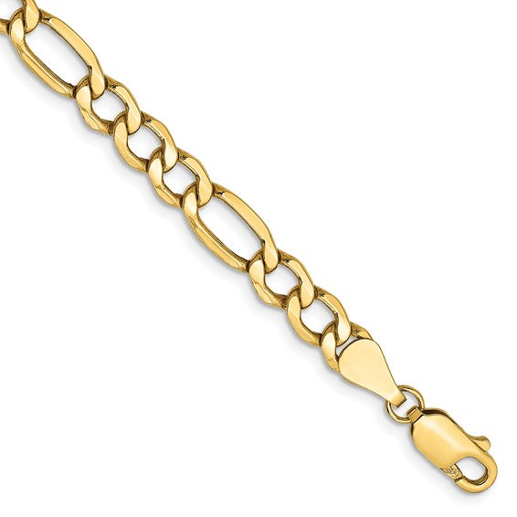 10kt Yellow Gold 5.35mm Semi-Solid Figaro Chain
