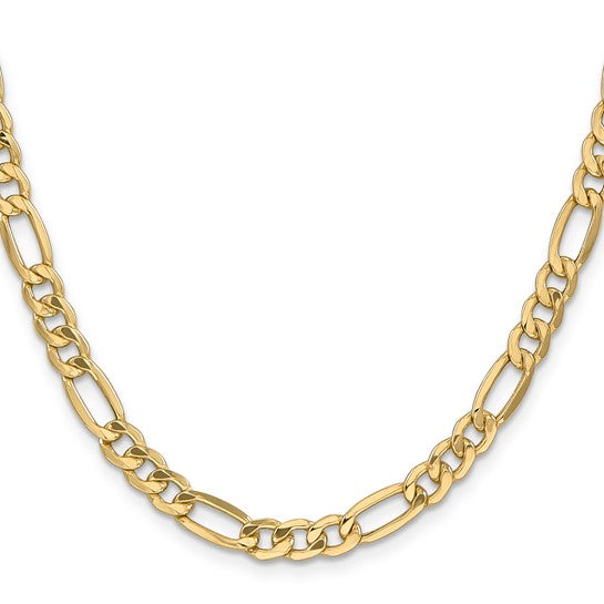 10kt Yellow Gold 6.25mm Semi-Solid Figaro Chain