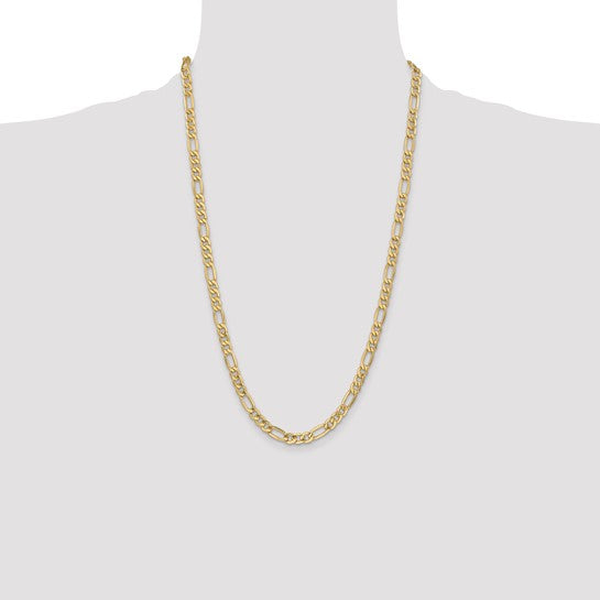 10kt Yellow Gold 6.25mm Semi-Solid Figaro Chain