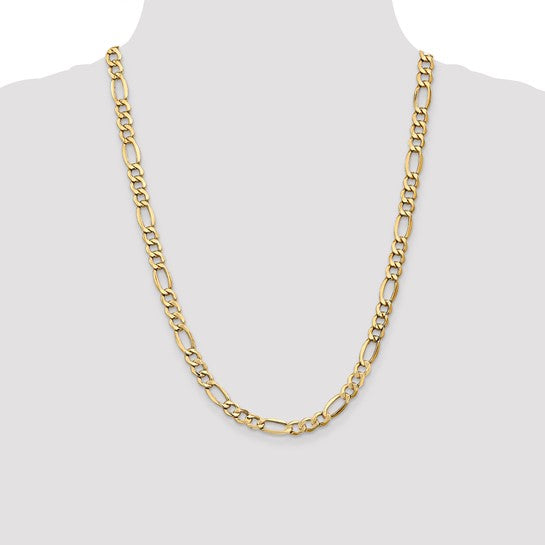 10kt Yellow Gold 7.3mm Semi-Solid Figaro Chain