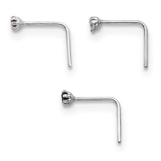 10kt White Gold 1.5mm Set Of 3 CZ Nose Studs