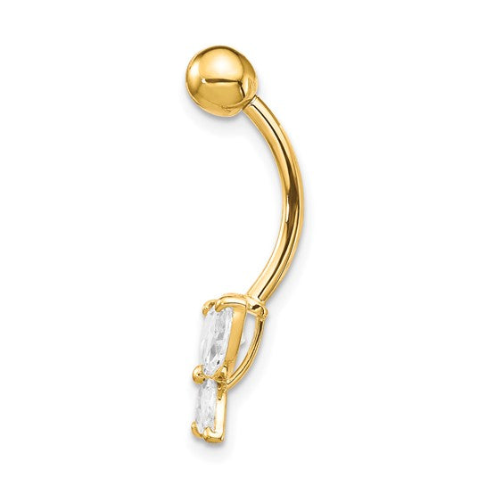 10kt Yellow Gold W/Large Cz Butterfly Belly Dangle