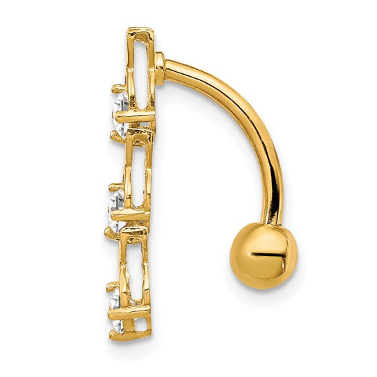 10kt Yellow Gold W/Cz Xoxo Belly Dangle