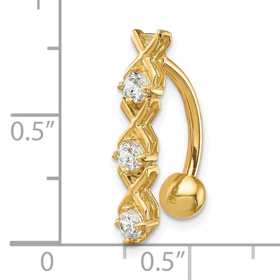 10kt Yellow Gold W/Cz Xoxo Belly Dangle