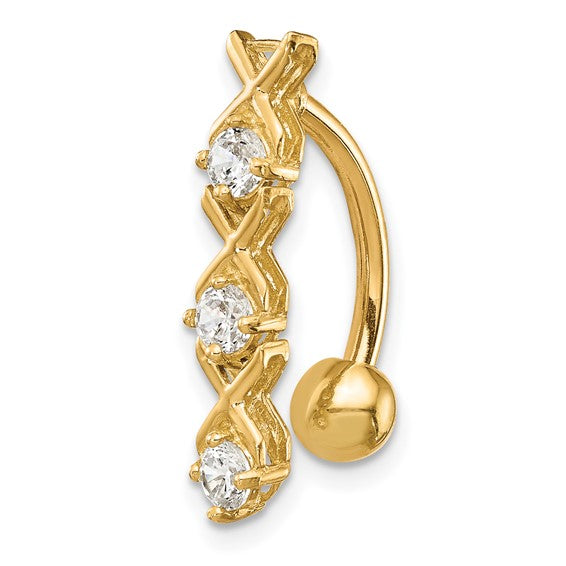 10kt Yellow Gold W/Cz Xoxo Belly Dangle