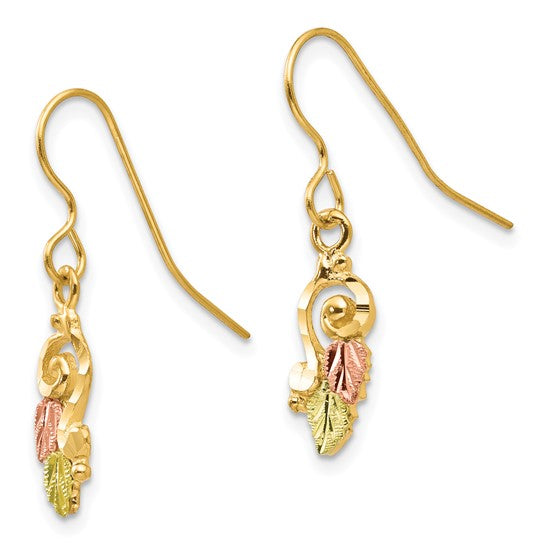 10kt Tri-color Black Hills Gold Shepherd Hook Earrings