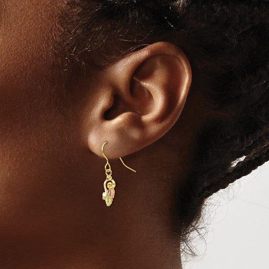 10kt Tri-color Black Hills Gold Shepherd Hook Earrings