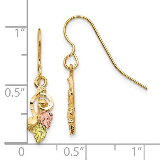 10kt Tri-color Black Hills Gold Shepherd Hook Earrings