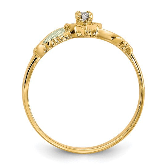 10kt Tri-color Black Hills Gold Diamond Heart Ring