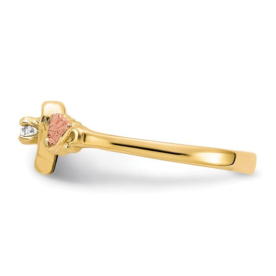 10kt Tri-color Black Hills Gold Diamond Heart Ring