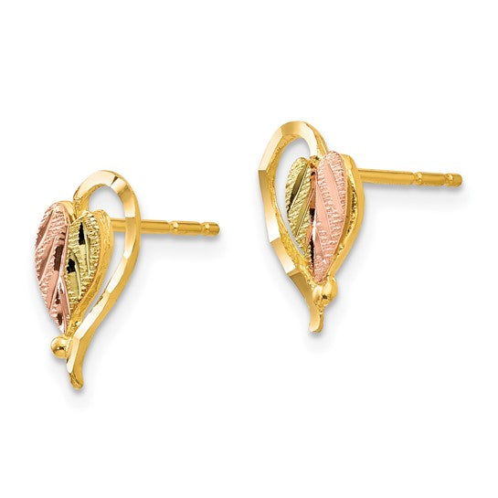 10kt Tri-color Black Hills Gold Post Earrings