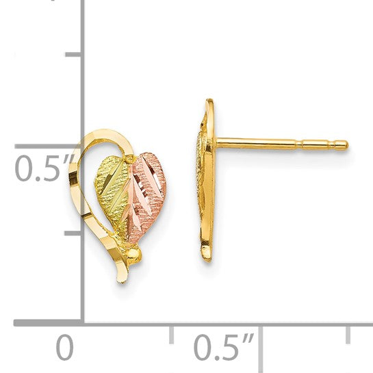 10kt Tri-color Black Hills Gold Post Earrings