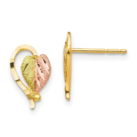 10kt Tri-color Black Hills Gold Post Earrings