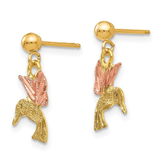 10kt Tri-color Black Hills Gold Post Dangle Earrings