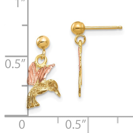 10kt Tri-color Black Hills Gold Post Dangle Earrings