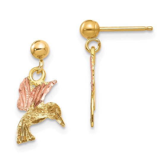 10kt Tri-color Black Hills Gold Post Dangle Earrings