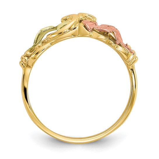 10kt Tri-color Black Hills Gold Flower Ring