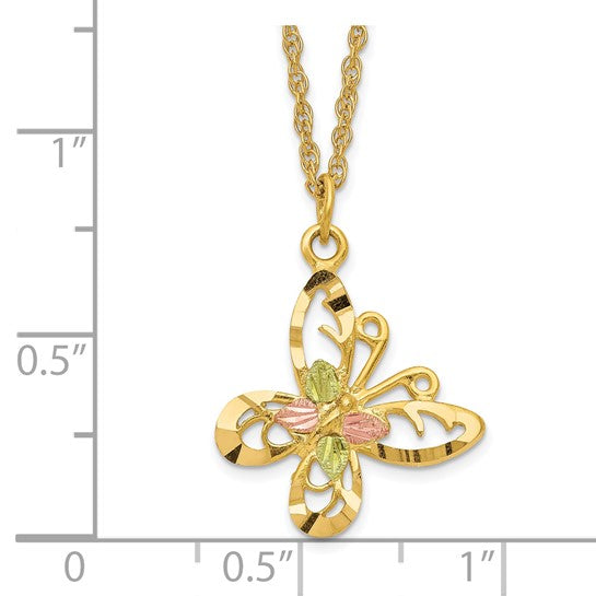 10kt Tri-color Black Hills Gold Butterfly Necklace