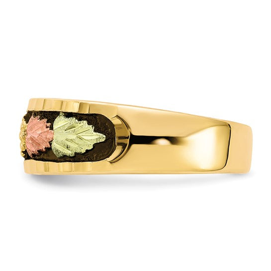10kt Tri-color Black Hills Gold Men's Antiqued Ring