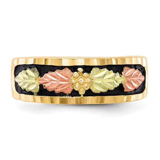 10kt Tri-color Black Hills Gold Men's Antiqued Ring