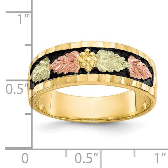10kt Tri-color Black Hills Gold Men's Antiqued Ring