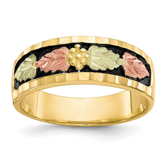 10kt Tri-color Black Hills Gold Men's Antiqued Ring
