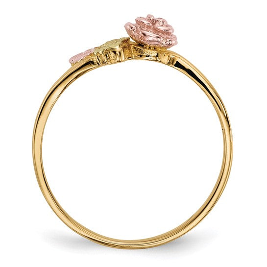 10kt Tri-Color Black Hills Gold Diamond Rose Ring