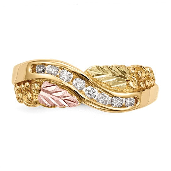 10kt Tri-Color Black Hills Gold Diamond Ring