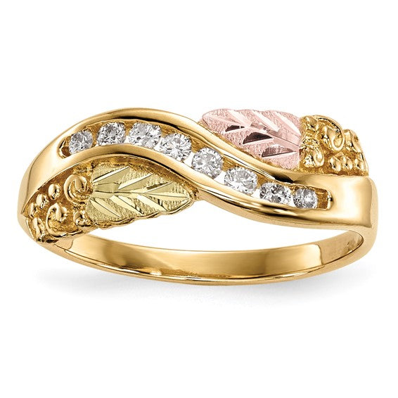 10kt Tri-Color Black Hills Gold Diamond Ring