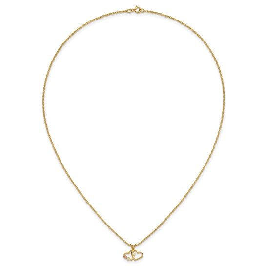 10kt Tri-Color Black Hills Gold Double Heart Necklace