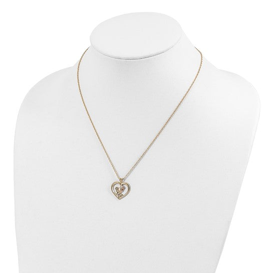 10kt Tri-Color Black Hills Gold Rose in Heart Necklace
