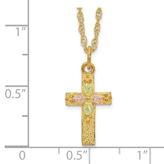10kt Tri-Color Black Hills Gold Cross Necklace