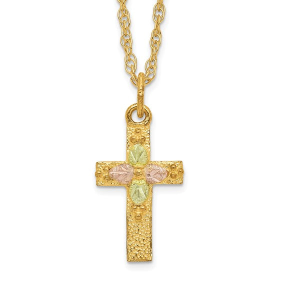 10kt Tri-Color Black Hills Gold Cross Necklace