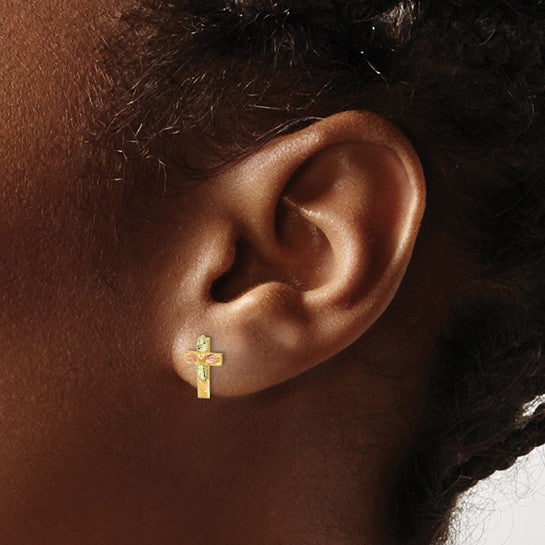 10kt Tri-Color Black Hills Gold Cross Earrings