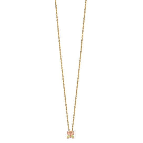 10kt Tri-Color Black Hills Gold Butterfly Necklace