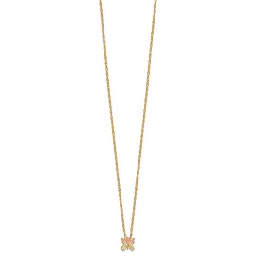 10kt Tri-Color Black Hills Gold Butterfly Necklace