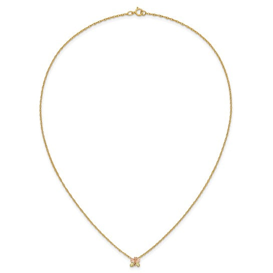 10kt Tri-Color Black Hills Gold Butterfly Necklace