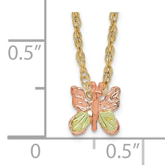 10kt Tri-Color Black Hills Gold Butterfly Necklace
