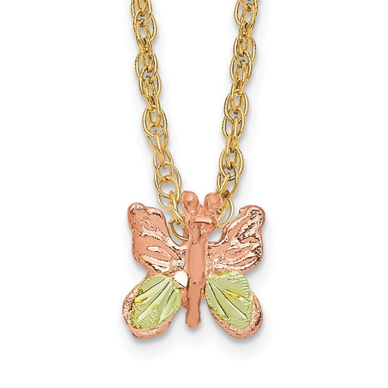 10kt Tri-Color Black Hills Gold Butterfly Necklace