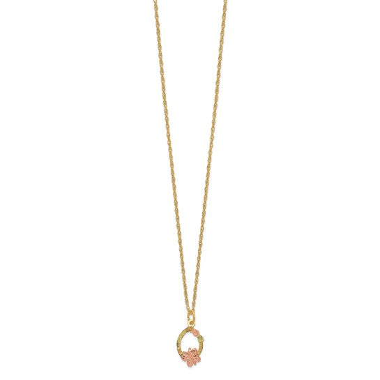 10kt Tri-Color Black Hills Gold Butterfly Necklace