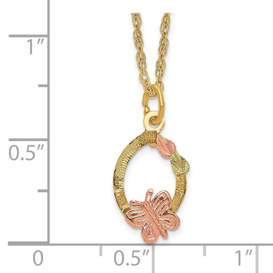 10kt Tri-Color Black Hills Gold Butterfly Necklace