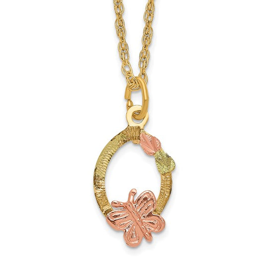 10kt Tri-Color Black Hills Gold Butterfly Necklace