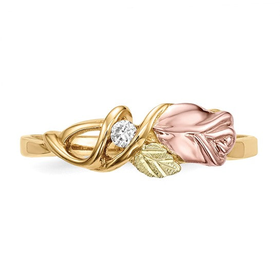 10kt Tri-Color Black Hills Gold Diamond Ring