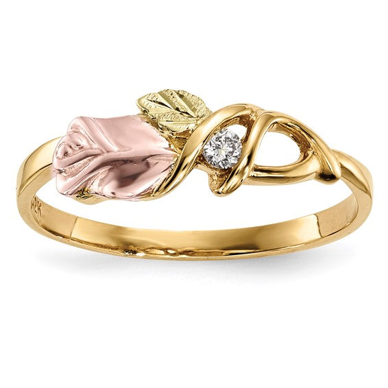 10kt Tri-Color Black Hills Gold Diamond Ring
