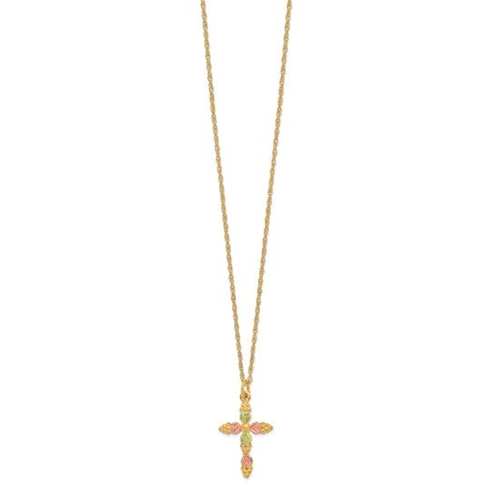 10kt Tri-Color Black Hills Gold Cross Necklace