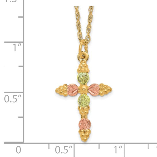 10kt Tri-Color Black Hills Gold Cross Necklace