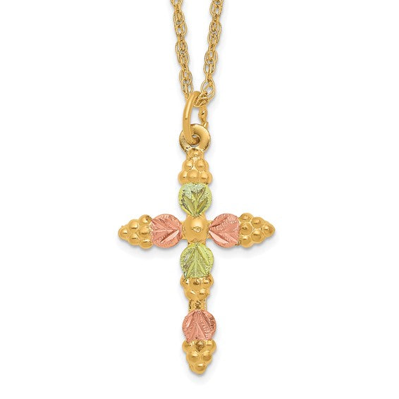 10kt Tri-Color Black Hills Gold Cross Necklace