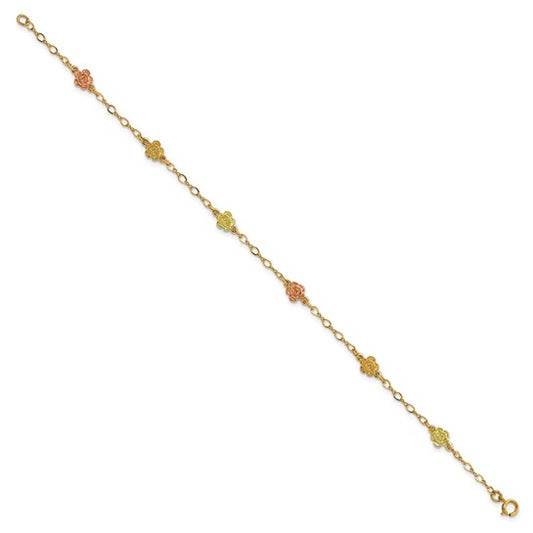 10kt Tri-color Gold Black Hills Roses Bracelet
