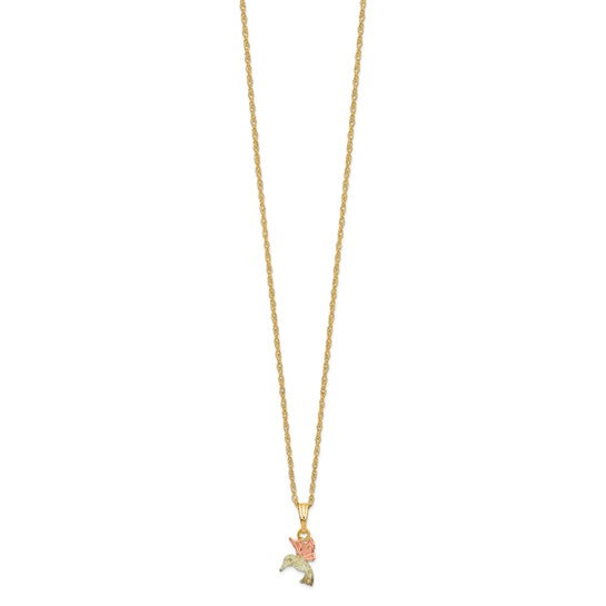 10kt Tri-Color Black Hills Gold Hummingbird Necklace
